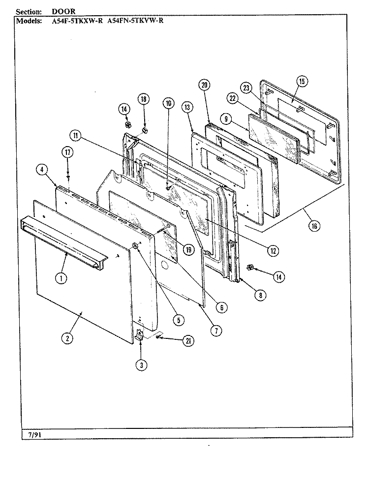 CONTROL SYSTEM Diagram and Parts List for A54FN-5TKVW-R  Admiral Range