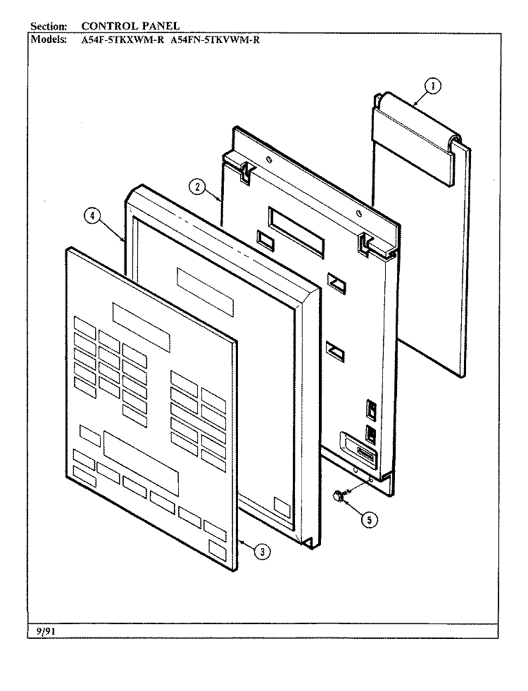 DOOR Diagram and Parts List for A54F-5TKXW-R  Admiral Range