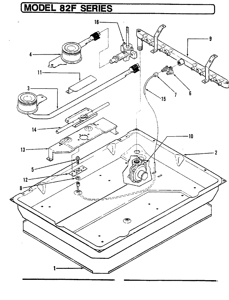 MANIFOLD SECTION (ELECTRONIC IGNITION) Diagram and Parts List for 82FA-12K  Magic Chef Cooktop