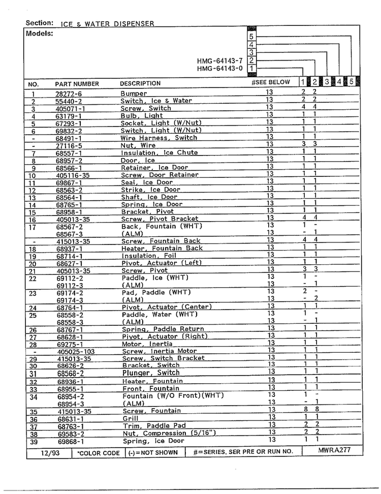 Ice And Water Dispenser Page 2 Diagram and Parts List for 64143-0  Admiral Refrigerator