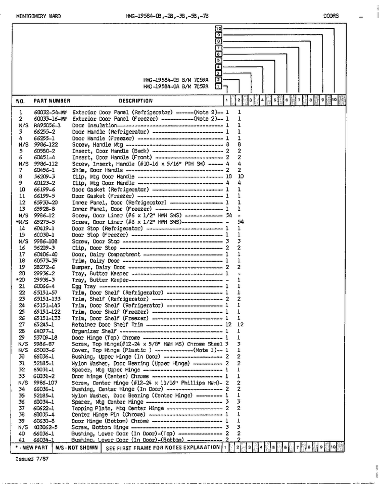 Doors/misc Page 2 Diagram and Parts List for 19584A  Admiral Refrigerator
