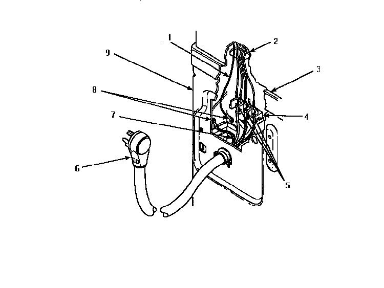 Power Cord Diagram and Parts List for CE4307W P1163513WW Amana Dryer