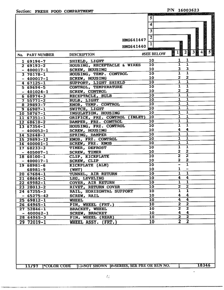 Fresh Food Compartment Page 2 Diagram and Parts List for 641440  Admiral Refrigerator