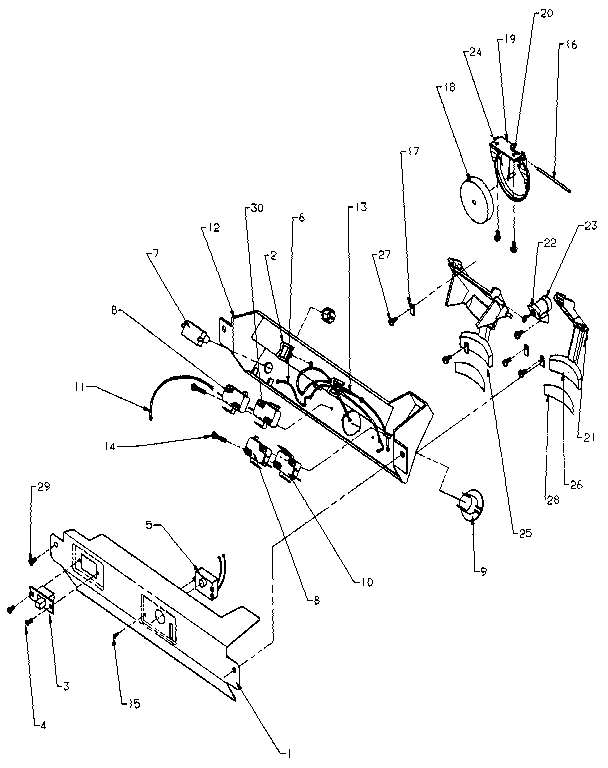 Dispenser Controls Diagram and Parts List for SSD25NB-P1162409W  Amana Refrigerator