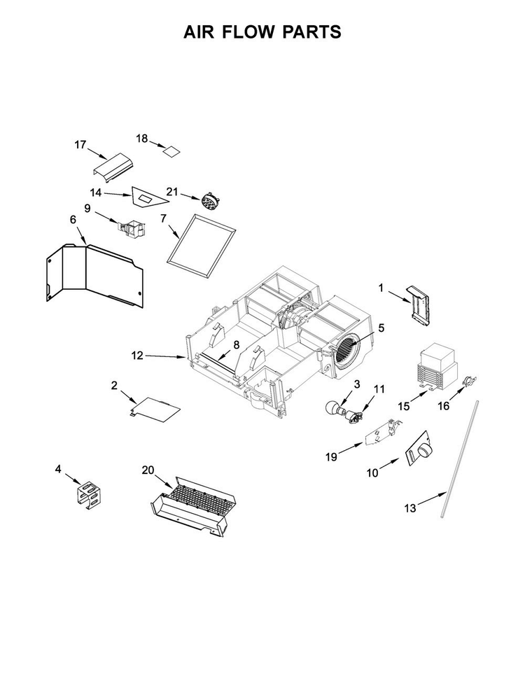 Air Flow Parts Diagram and Parts List for MMV4205FB0  Maytag Microwave