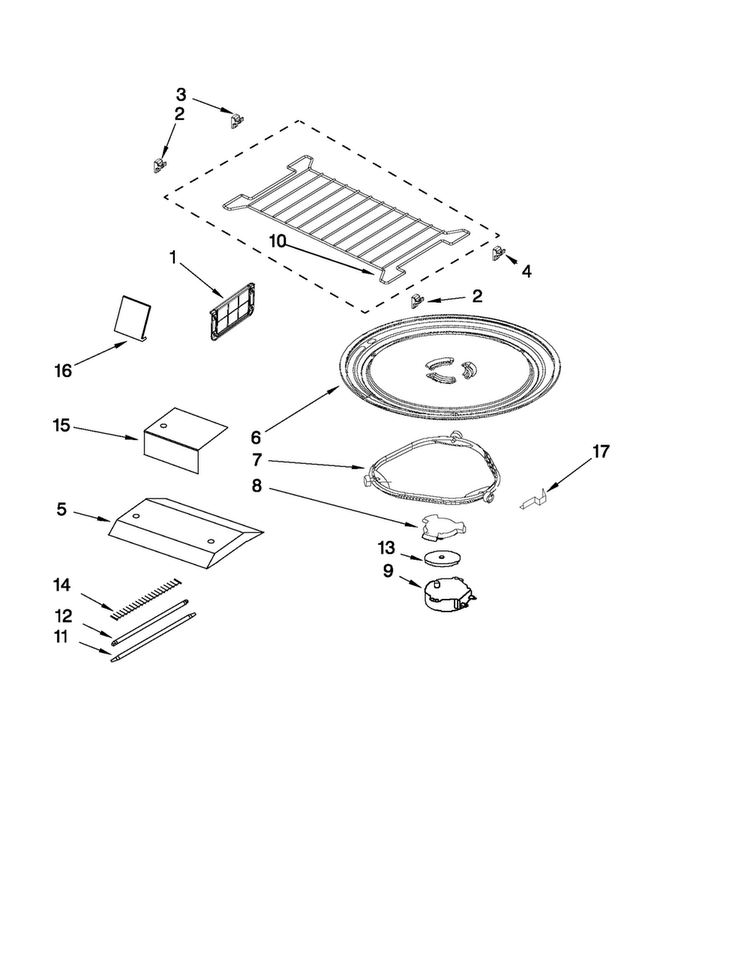 Turntable Parts Diagram and Parts List for MMV6186WB0  Maytag Microwave