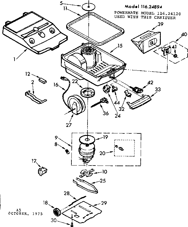 Base Assembly Diagram and Parts List for 11624894  Kenmore Filters & Accessories