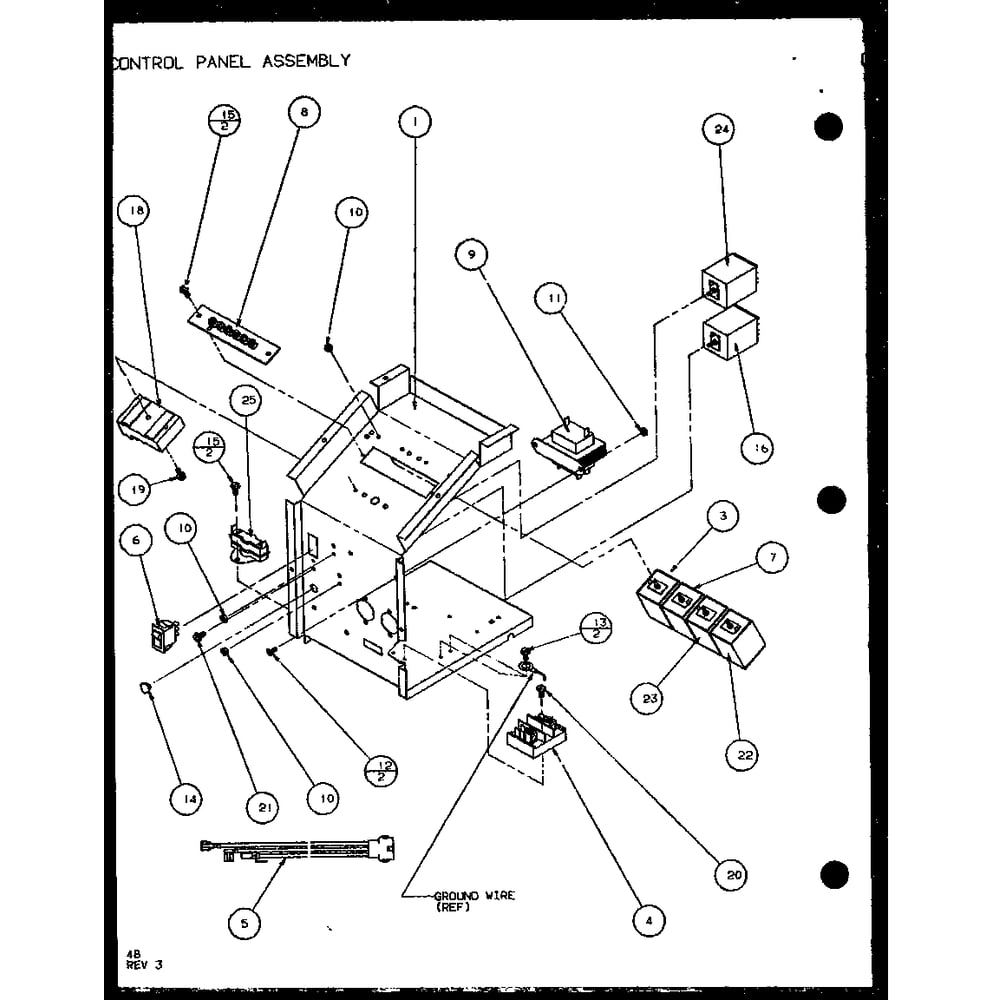 Control Panel Assembly 3 Diagram and Parts List for PTH12400ER P9872129R Amana Air Conditioner