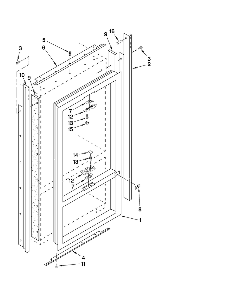 Cabinet And Breaker Trim Parts Diagram and Parts List for JF42SSFXDA00  Jenn-Air Refrigerator