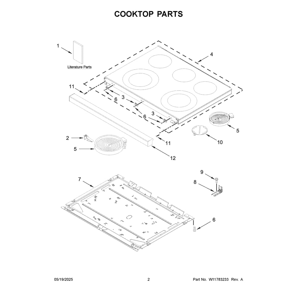Cooktop Parts Diagram and Parts List for MFES4030RS1  Maytag Range