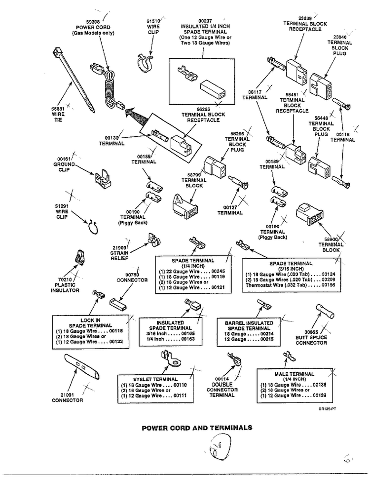 Power Cord And Terminals Diagram and Parts List for 7493-LEM437  Amana Dryer
