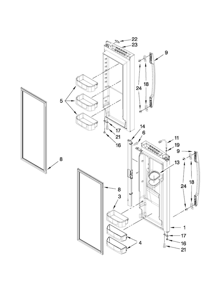 Refrigerator Door Parts Diagram and Parts List for MFI2665XEW1  Maytag Refrigerator