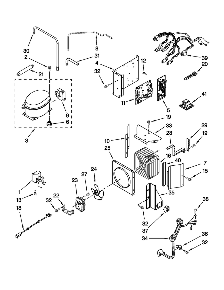 Upper Unit Parts Diagram and Parts List for JS42SEDUDW01  Jenn-Air Refrigerator