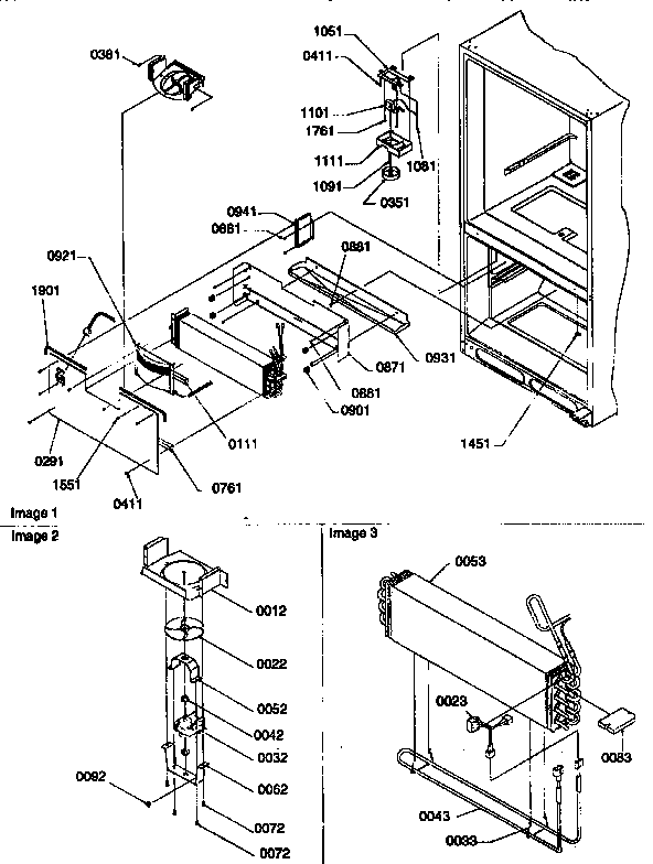 Evaporator And Freezer Control Diagram and Parts List for 67275-P1311001WE  Amana Refrigerator