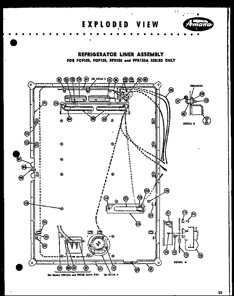 REF LINER ASSY Diagram and Parts List for FPR105L  Amana Refrigerator