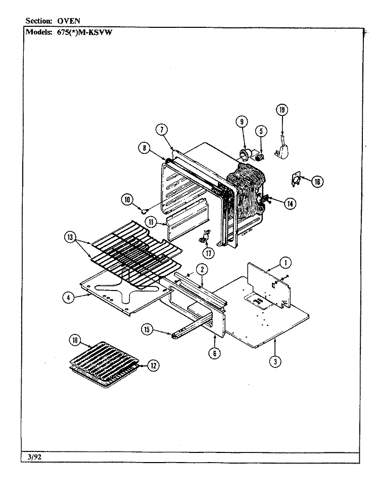 CONTROL SYSTEM Diagram and Parts List for 675AM-KSVW  Admiral Range