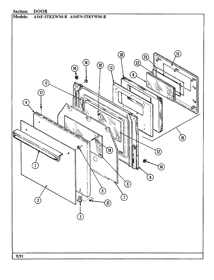 OVEN Diagram and Parts List for A54FN-5TKVWM-R  Admiral Microwave Oven Combo