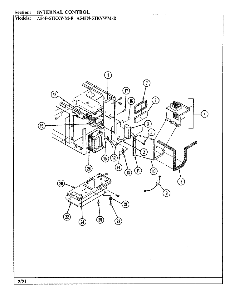 DOOR Diagram and Parts List for A54F-5TKXWM-R  Admiral Microwave Oven Combo