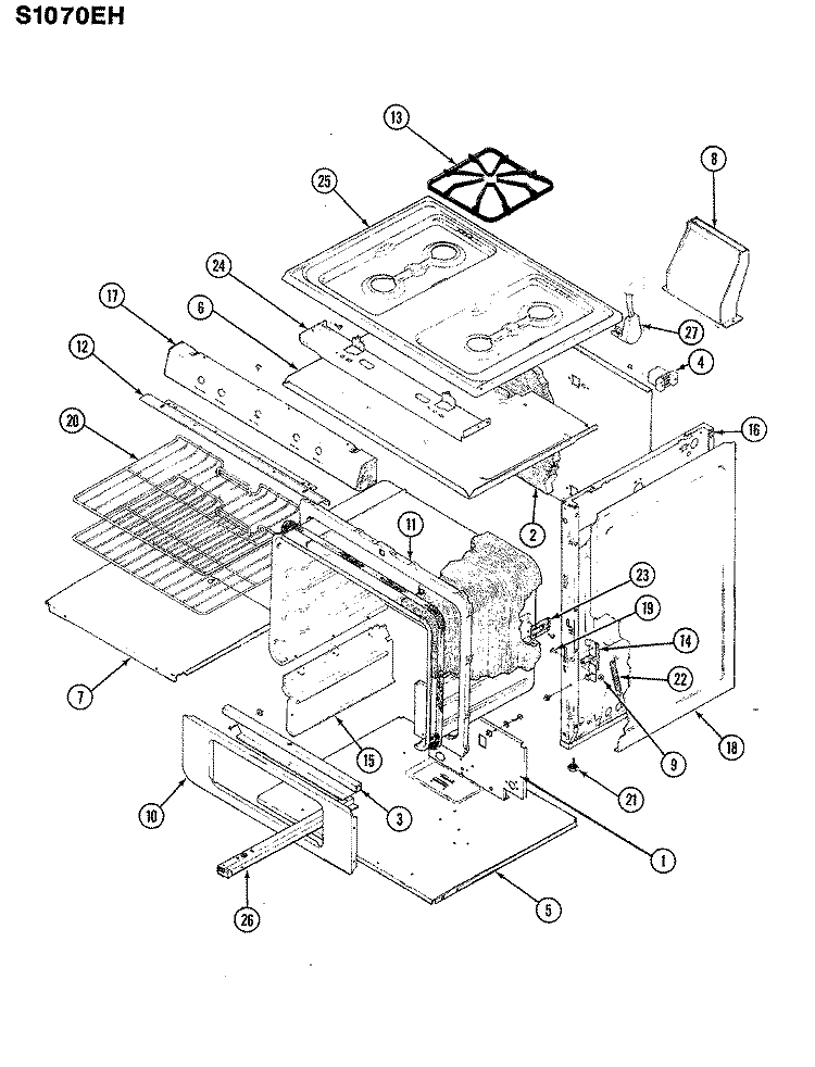 BODY Diagram and Parts List for S1070EH-KZ  Admiral Range