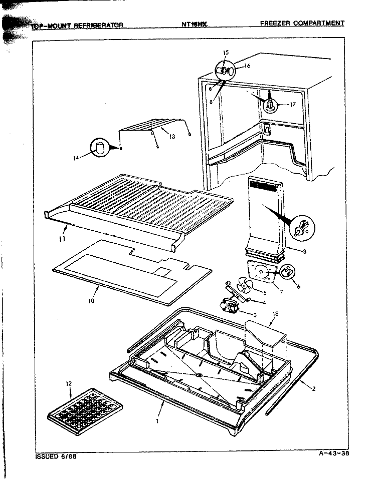 FREEZER COMPARTMENT Diagram and Parts List for NT16HXH 8D05A Maytag Refrigerator