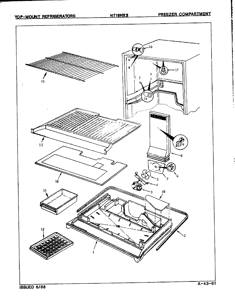 FREEZER COMPARTMENT Diagram and Parts List for NT15HX3 8D01A Maytag Refrigerator