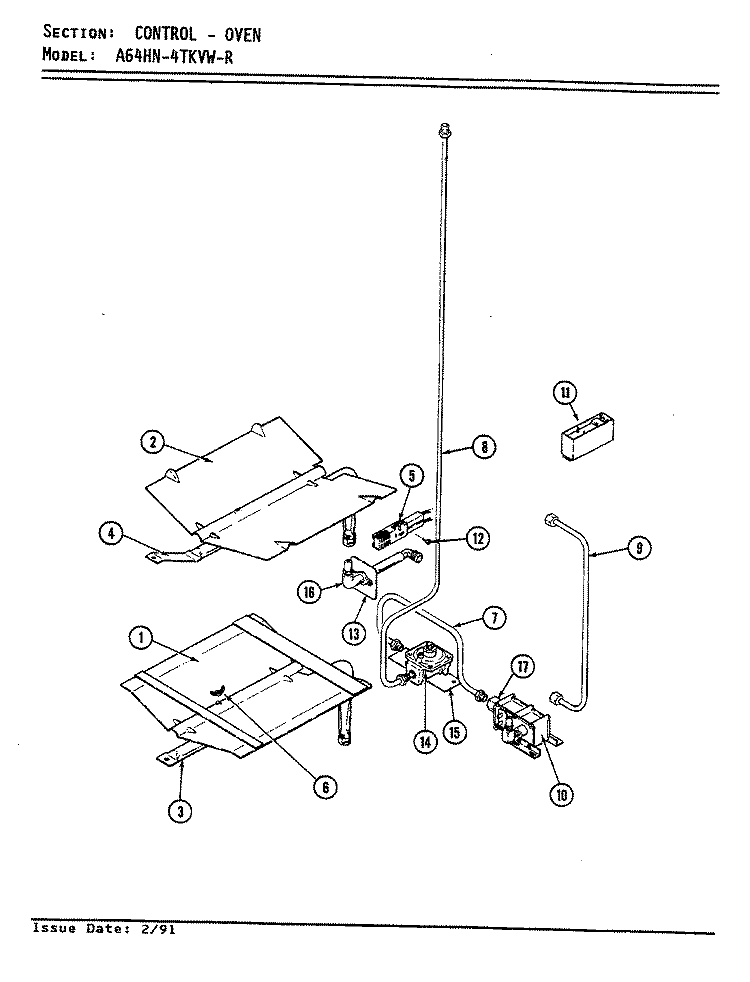 CONTROL SYSTEM (OVEN) Diagram and Parts List for A64HN-4TKVW-R  Admiral Range