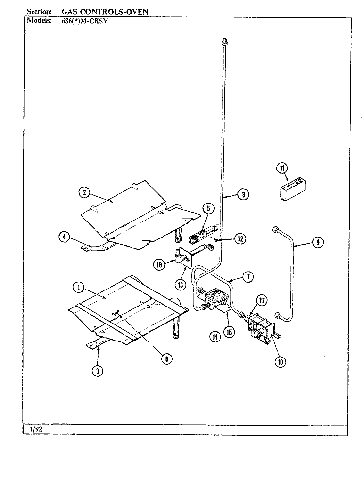 CONTROL SYSTEM (OVEN) Diagram and Parts List for 686AM-CKSV  Admiral Range