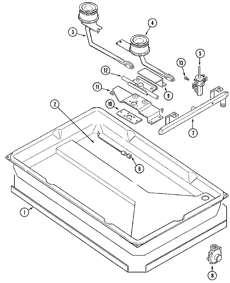 BODY (A8210PA - L / PW - L) Diagram and Parts List for A8210PA-L  Admiral Cooktop