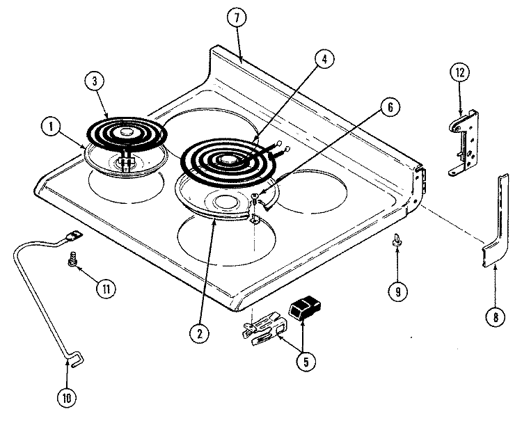 TOP ASSY. (CE3531WR, CE3531XR, CE3531WRV) Diagram and Parts List for CE3531WRV  Crosley Range
