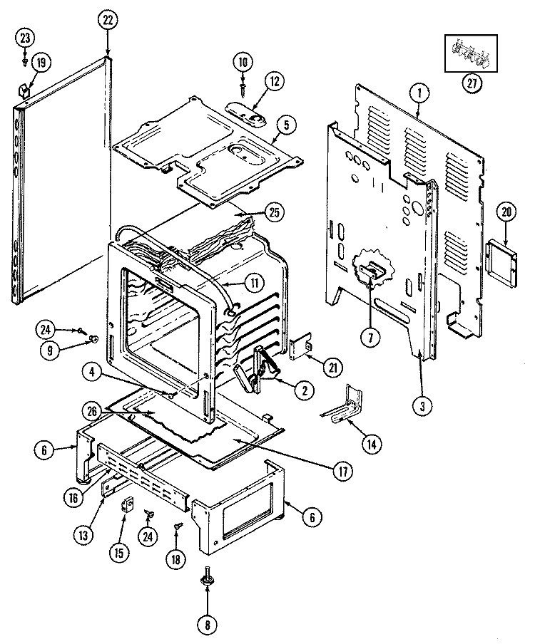 BODY Diagram and Parts List for GC3531WUW  Crosley Range