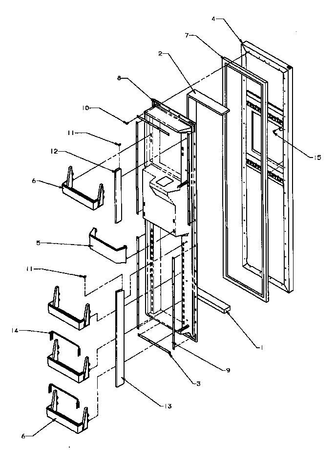 Freezer Door Diagram and Parts List for SBI20QE-P1162905WE  Amana Refrigerator