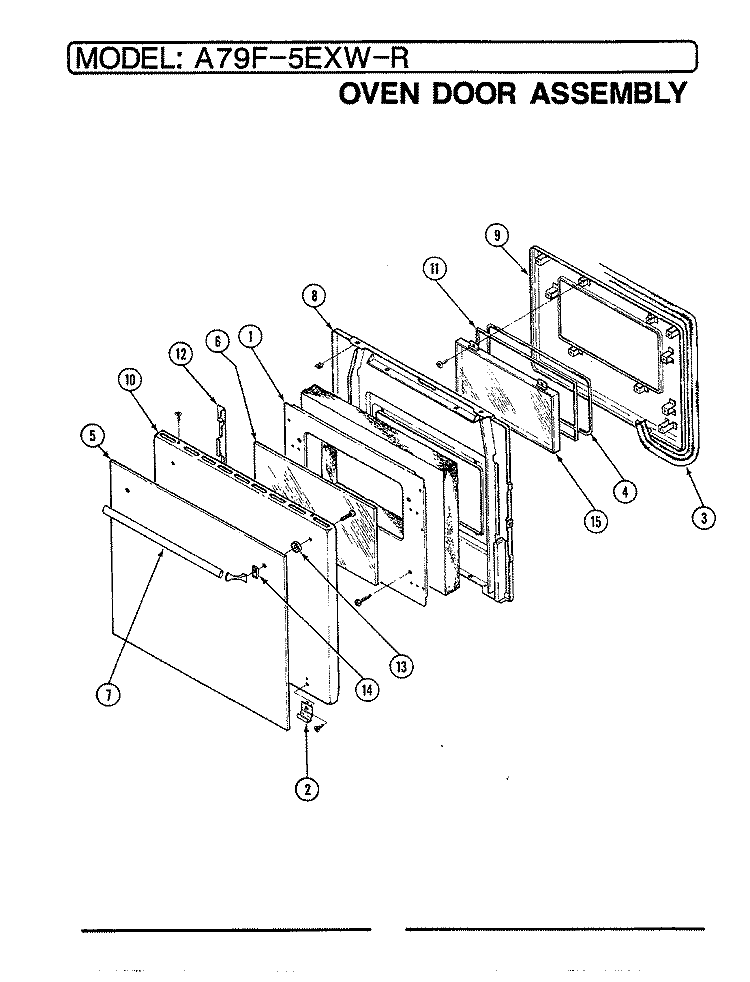 DOOR Diagram and Parts List for A79F-5EXW-R  Admiral Wall Oven