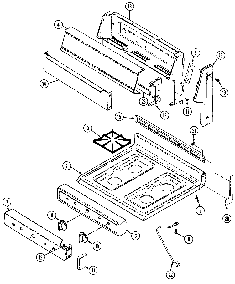 TOP ASSY. / CONTROL PANEL Diagram and Parts List for A3110PRALT  Admiral Range