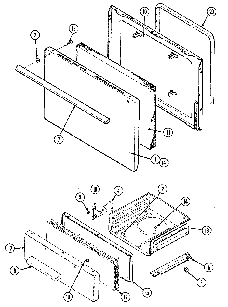 DOOR \ DRAWER Diagram and Parts List for A3110PRALT  Admiral Range