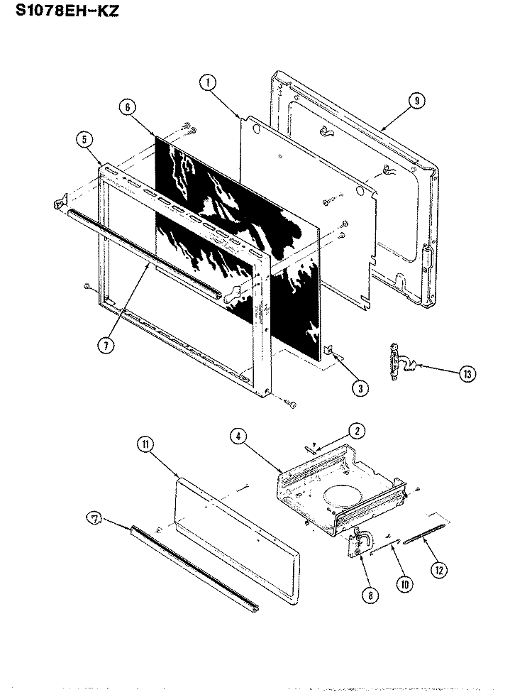 DOOR Diagram and Parts List for S1078EH-KZ  Admiral Range
