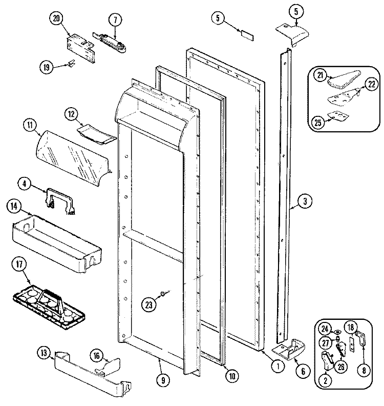 FRESH FOOD DOOR Diagram and Parts List for JRS228B  Jenn-Air Refrigerator
