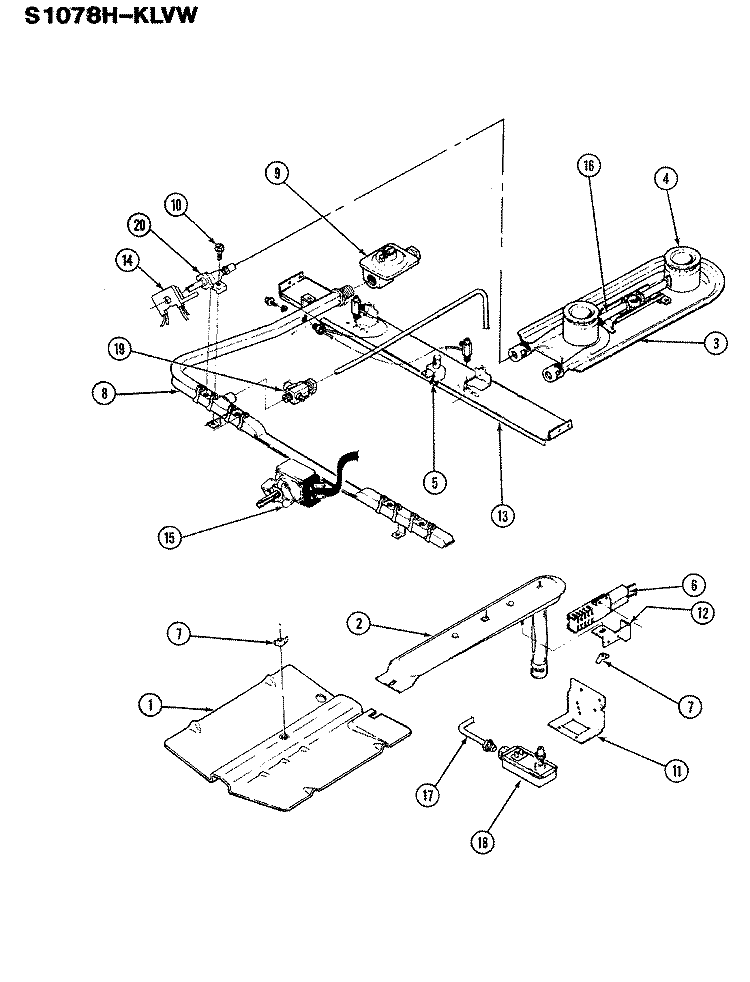 CONTROL SYSTEM Diagram and Parts List for S1078H-KLVW  Admiral Range