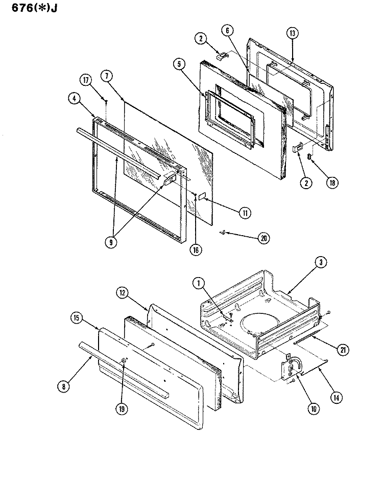 DOOR Diagram and Parts List for 676AJ-KSVW  Admiral Range