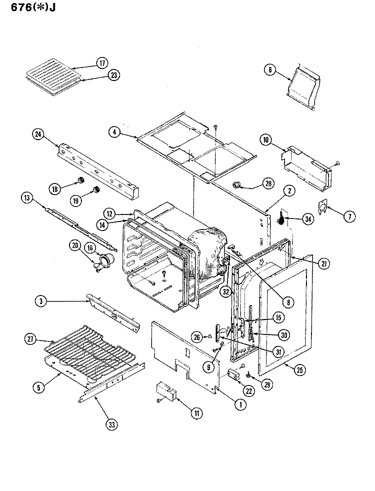 BODY Diagram and Parts List for 676AJ-KSVW  Admiral Range