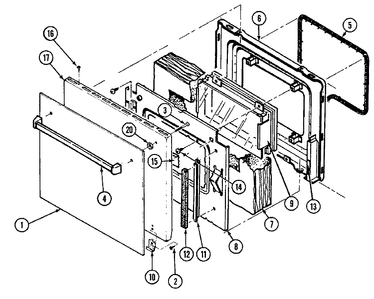 DOOR Diagram and Parts List for A9875VRV  Admiral Wall Oven