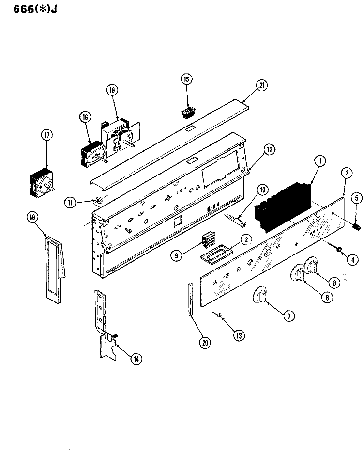 CONTROL PANEL Diagram and Parts List for 666AJ-ESAW  Admiral Range