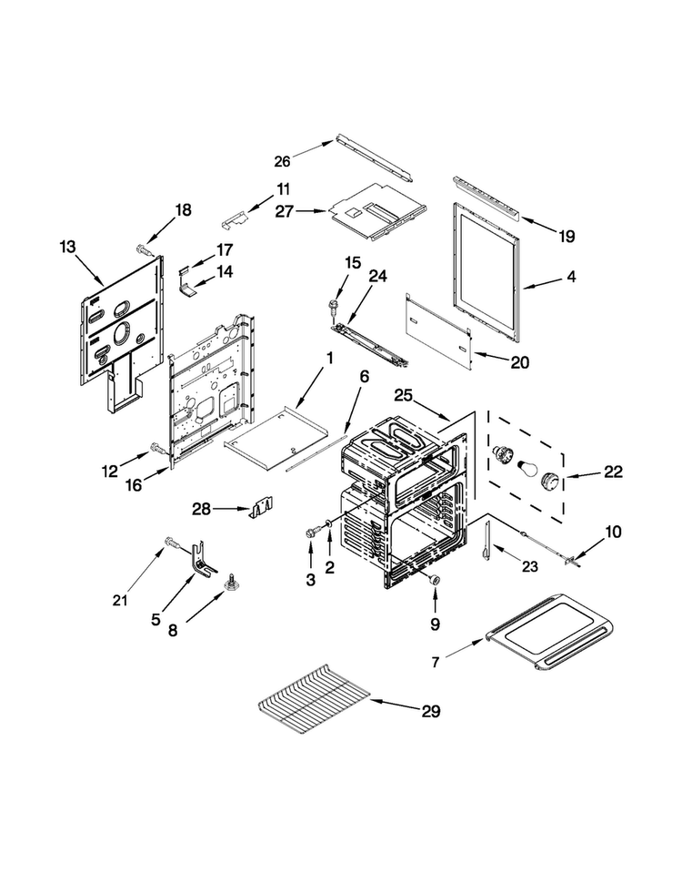 Chassis Parts Diagram and Parts List for MGT8655XW03  Maytag Range