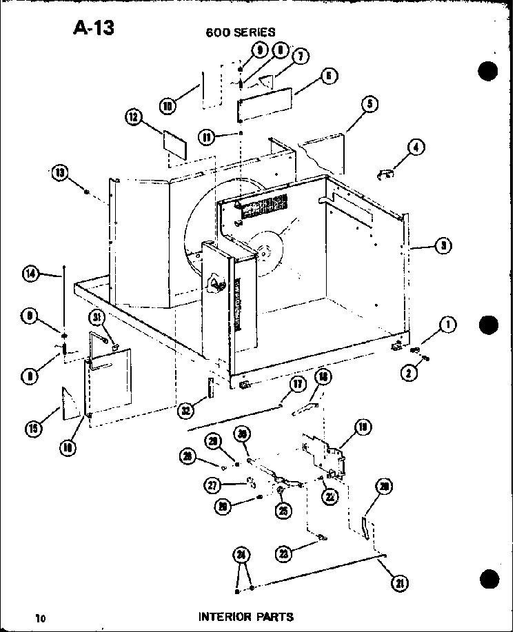 Interior Parts Diagram and Parts List for 624-3HL P67119-27R Amana Air Conditioner