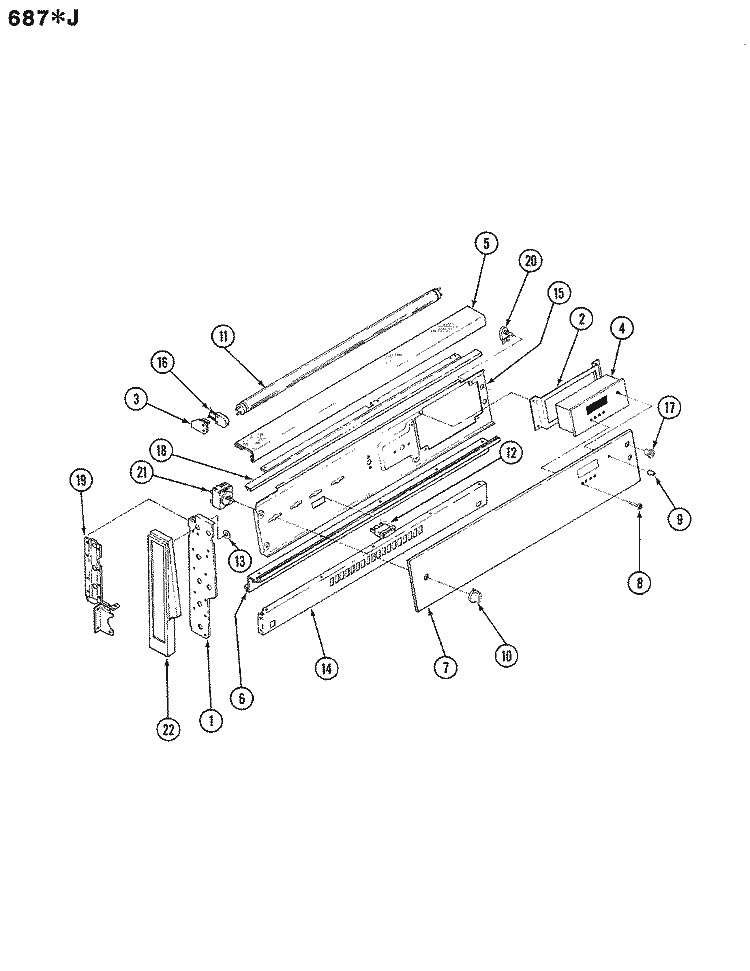 CONTROL PANEL Diagram and Parts List for 687WJ-EKZW  Admiral Range