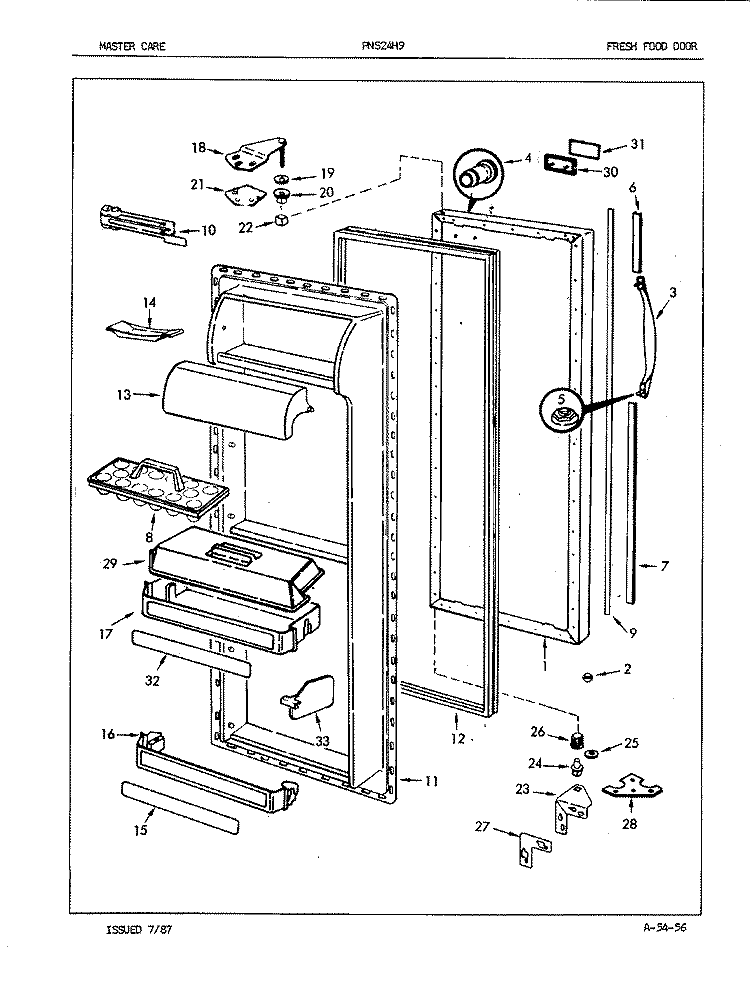 FRESH FOOD DOOR Diagram and Parts List for PNS24H9A 7L49A Admiral Refrigerator
