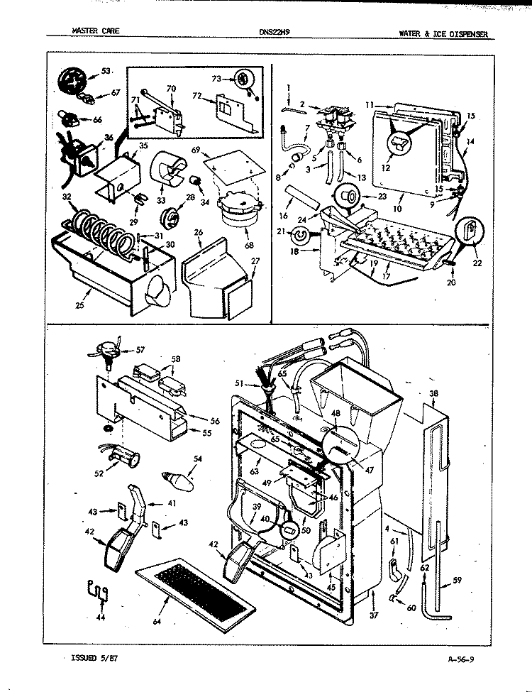 WATER & ICE DISPENSER Diagram and Parts List for DNS22H9H 8N57A Admiral Refrigerator