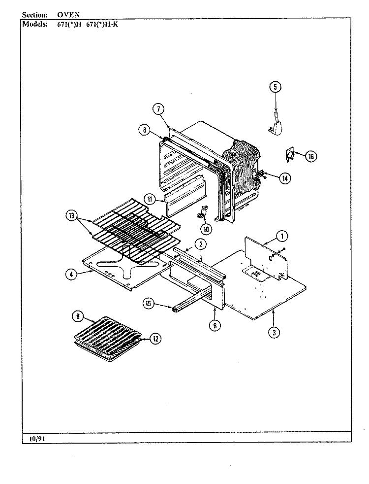CONTROL SYSTEM (671xH - K) Diagram and Parts List for 671AH-K  Admiral Range