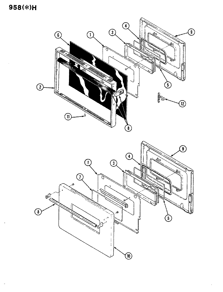 DOOR Diagram and Parts List for 958WH-CZW  Admiral Range