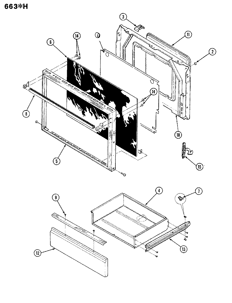 DOOR Diagram and Parts List for 663AH-CV  Admiral Range
