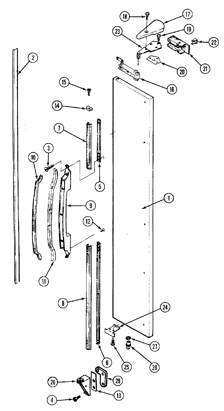 FREEZER DOOR (OUTER) Diagram and Parts List for RSD2400DAE  Maytag Refrigerator